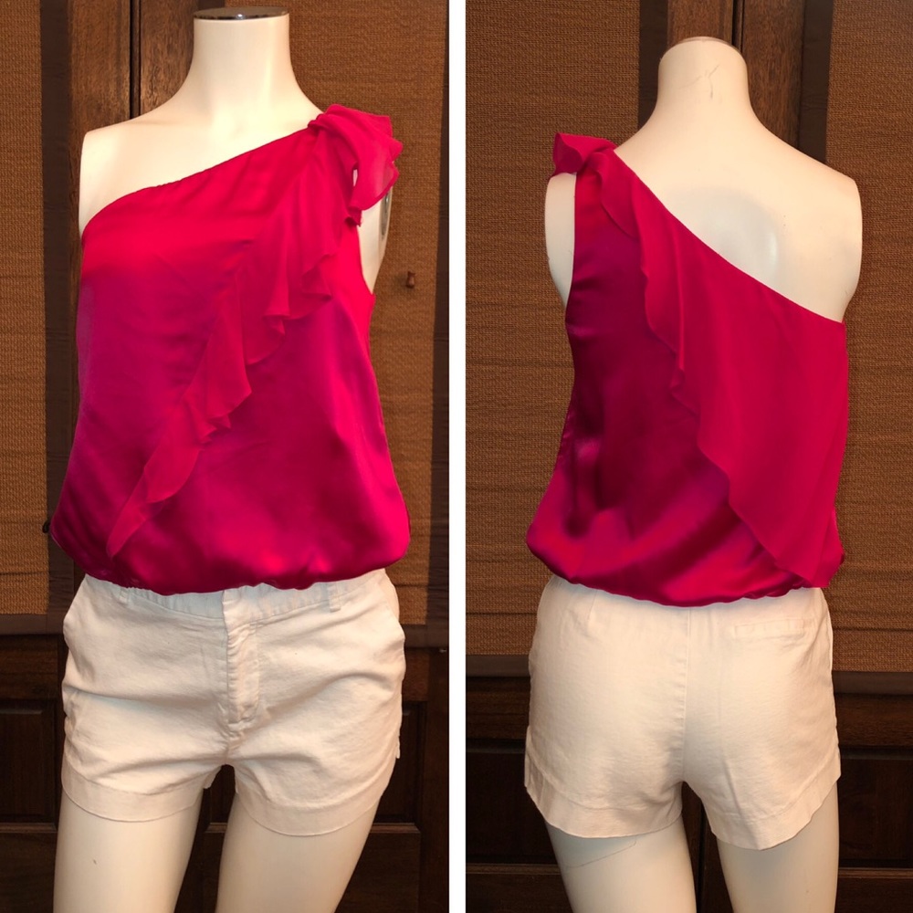Bebe One Shoulder Silk Top